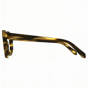 Ferragamo SF2998 Rectangle Eyeglasses Unisex — side view, Brown Acetate temples