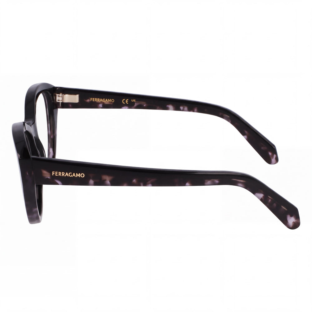 Ferragamo Sf3011 Cat Eye Eyeglasses Men — side view, Black Tortoise Shell Metal temples
