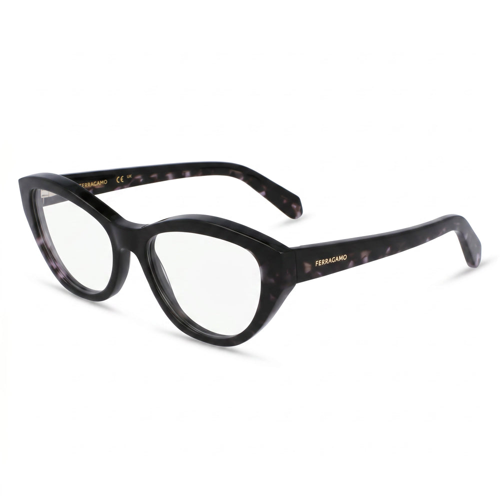 Ferragamo SF3011 Havana Cat Eye Eyeglasses for Men, Metal frame