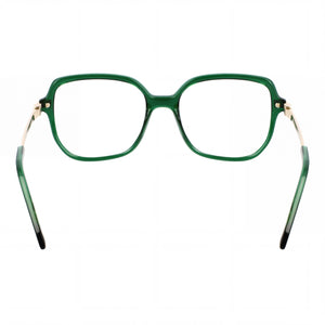 Ferragamo Sf3012 Square Eyeglasses Women — side view, Green Acetate temples