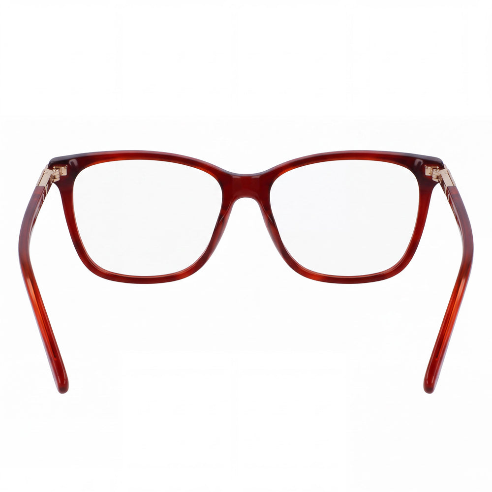 Ferragamo Sf3013 Rectangle Eyeglasses Women — side view, Red Acetate temples