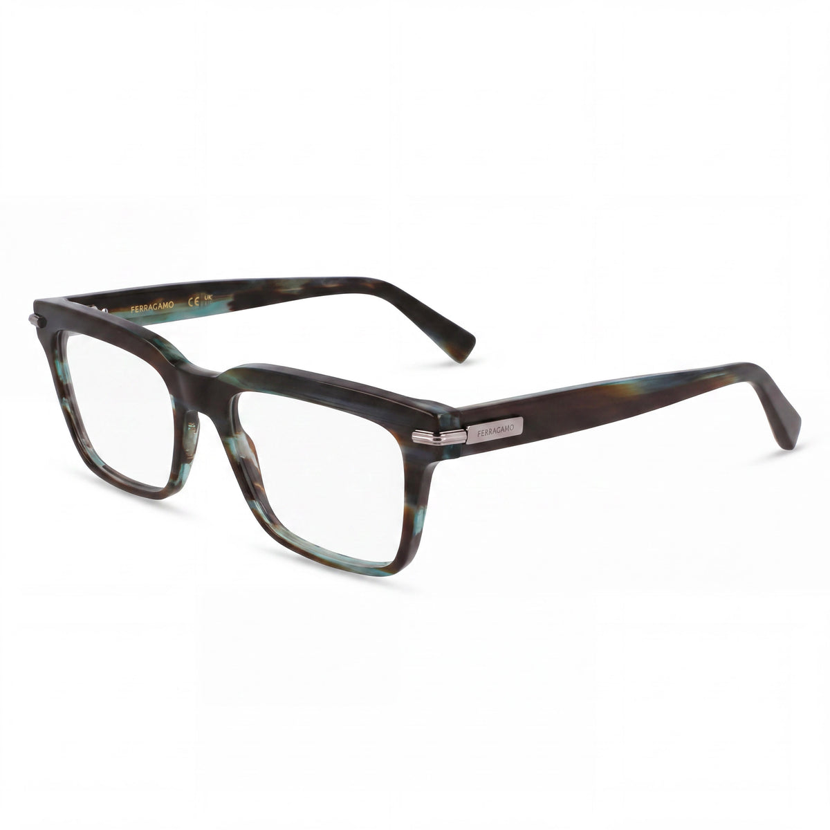 Gafas graduadas cuadradas Ferragamo Sf3014 a rayas verdes para hombre, 55 mm, Photo 1