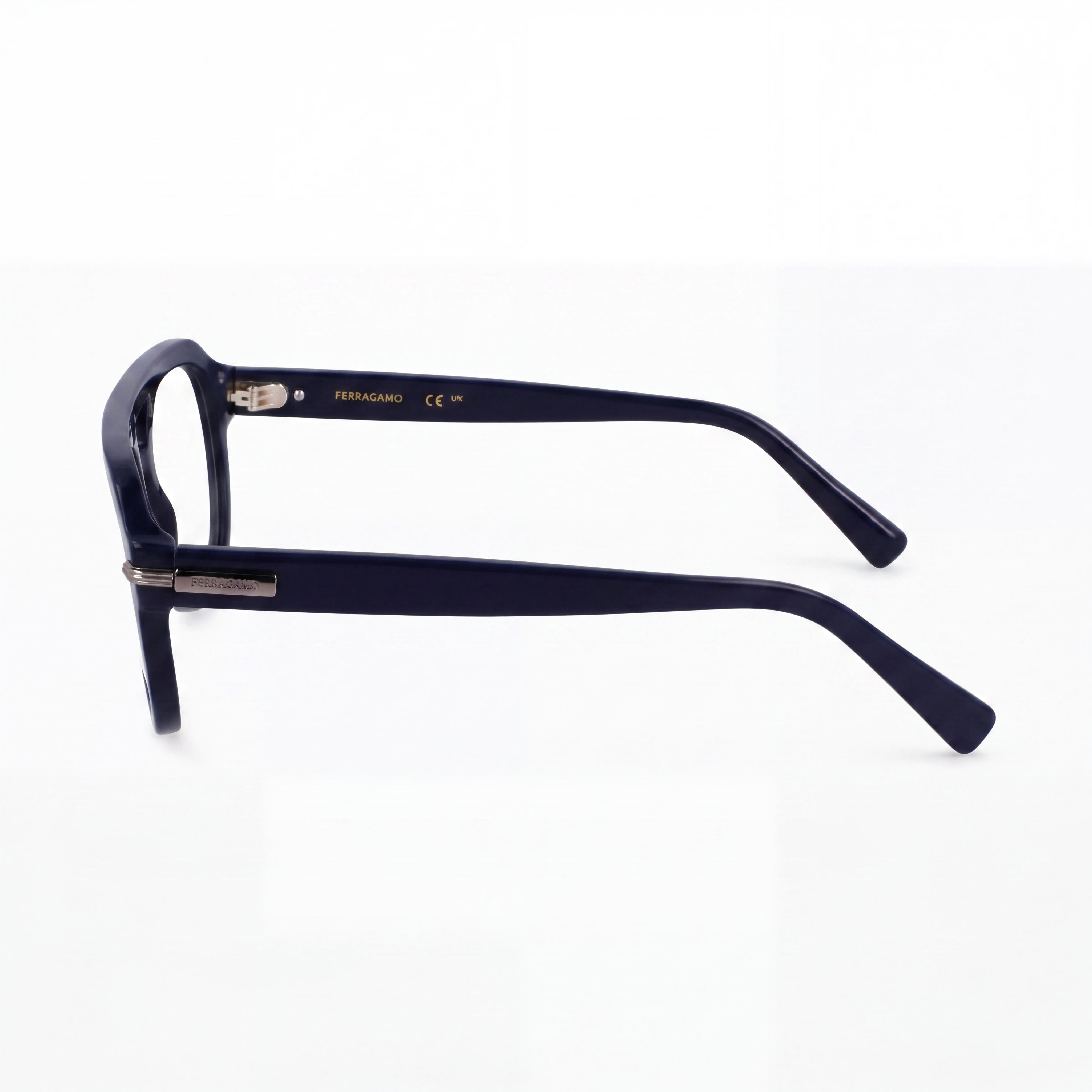 Ferragamo SF3016 Blue Rectangle Eyeglasses for Men, Metal 54mm, Photo 3