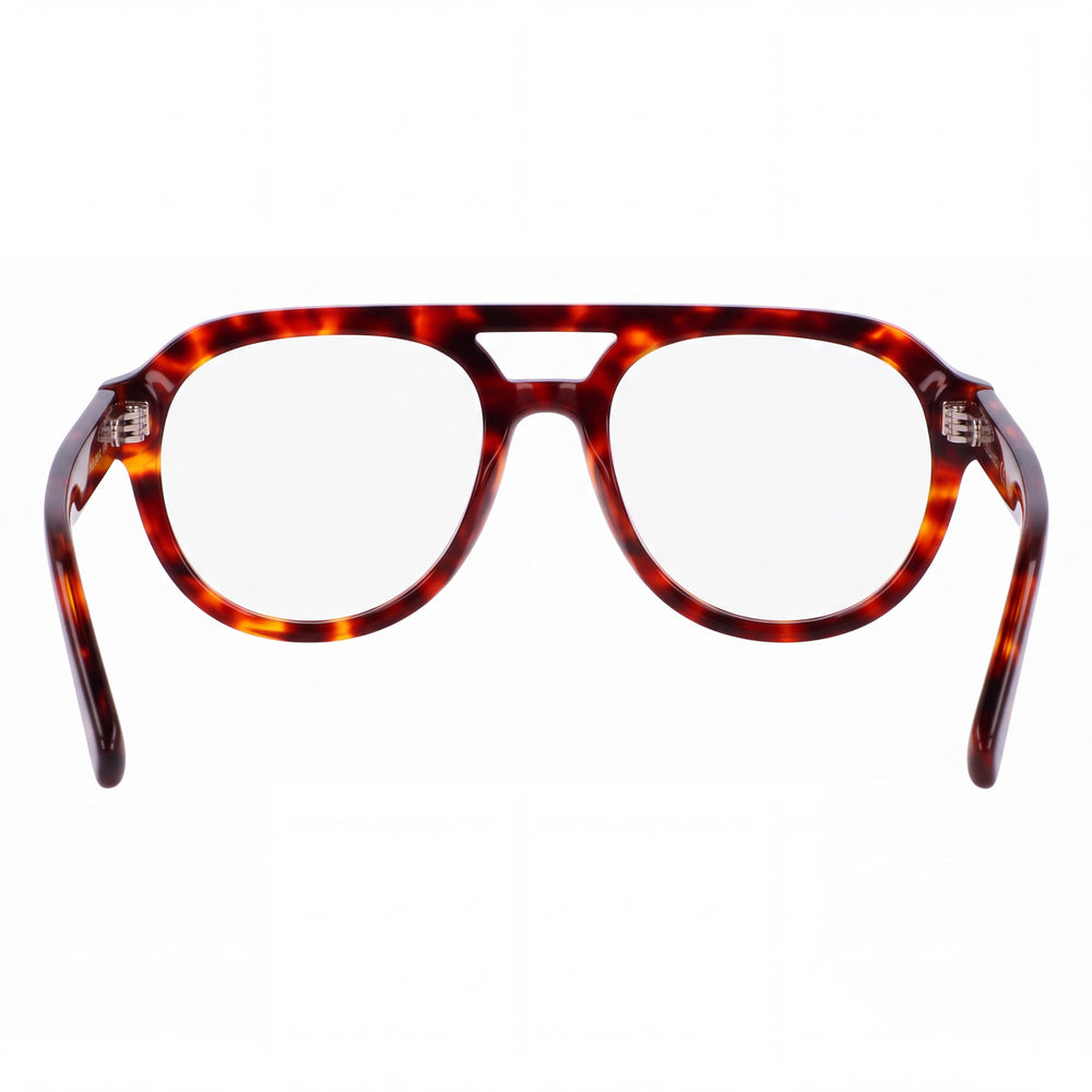 Ferragamo SF3016 Aviator Eyeglasses Women — side view, Red Tortoise Acetate temples