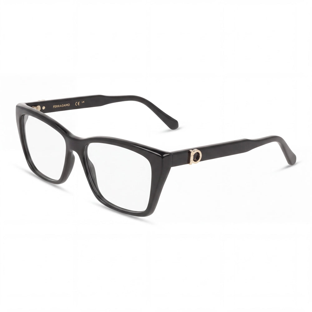 Ferragamo Sf3030e Black Rectangle Eyeglasses for Men, Acetate frame