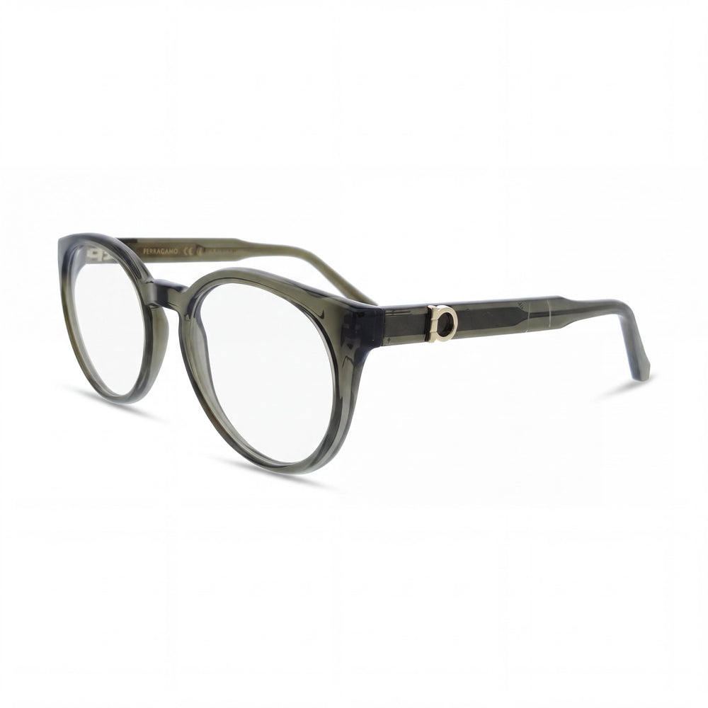 Ferragamo Sf3032e Transparent Khaki Round Eyeglasses for Women, Acetate frame