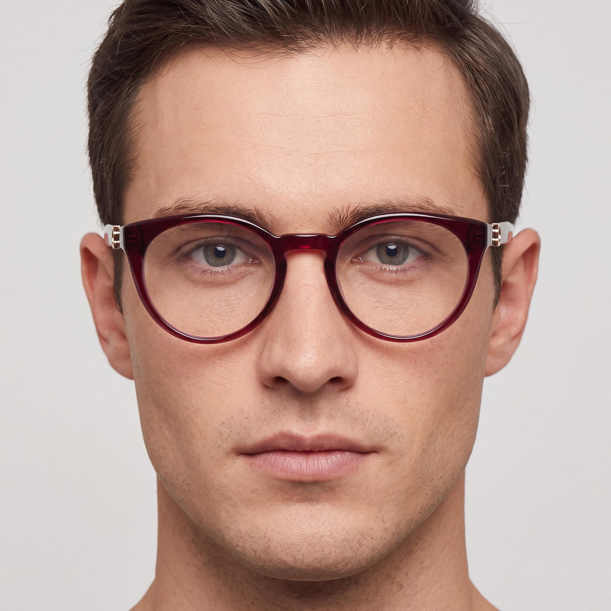 Ferragamo SF3032E Transparent Burgundy Round Eyeglasses for Men, Photo 4