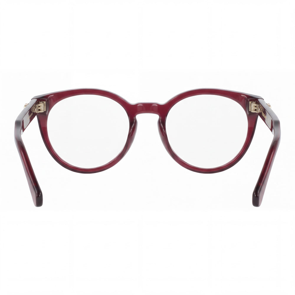 Ferragamo SF3032E Round Eyeglasses Men — side view, Red Plastic temples