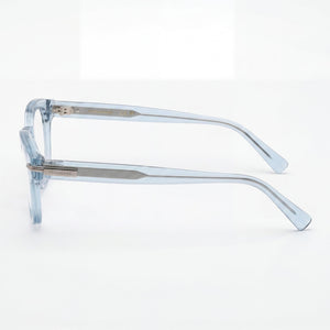 Ferragamo Sf3033 Square Eyeglasses Men — side view, Blue Acetate temples