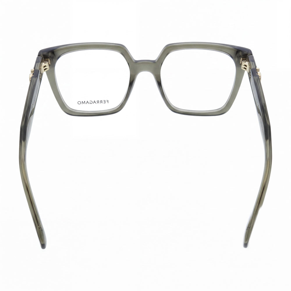 Ferragamo SF3042E Rectangle Eyeglasses Women — side view, Green Acetate or Metal temples