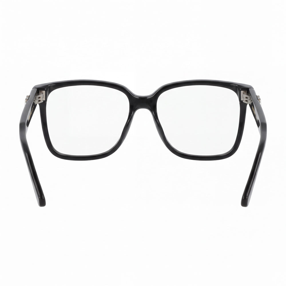 Ferragamo SF3043E Rectangle Eyeglasses Men — side view, Black Plastic temples