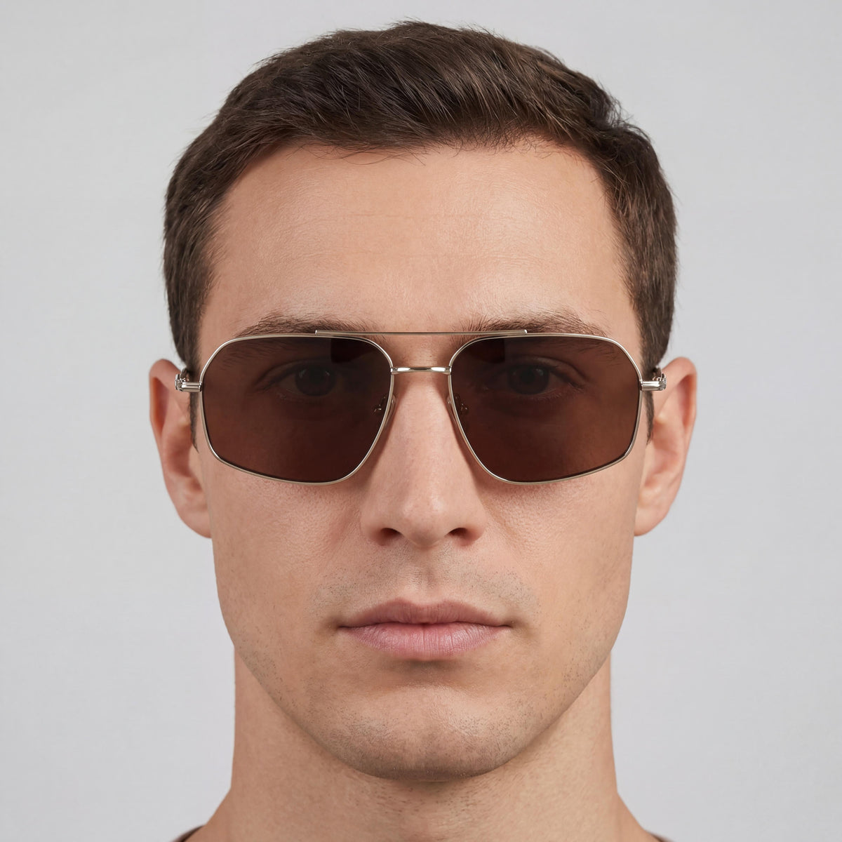 Ferragamo SF313S Gold/Brown Rectangle Sunglasses for Men, 58mm, Photo 3