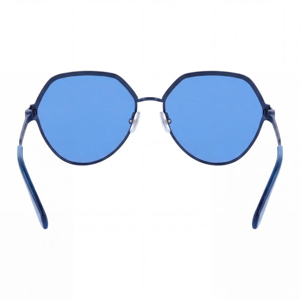 Ferragamo Sf325s Geometric Sunglasses Women — side view, Non-Polarized Matte Blue lens