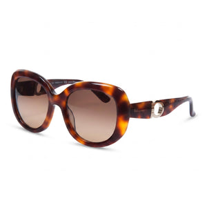 Ferragamo Sf727s Tortoiseshell Oval Sunglasses for Women, Brown lens
