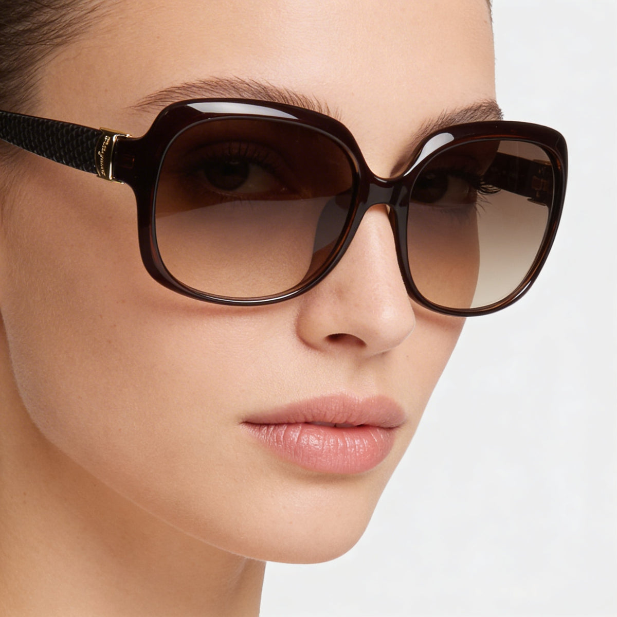 Gafas de sol Ferragamo Sf739sa 210 cuadradas de color marrón para mujer, 59 mm, Photo 3