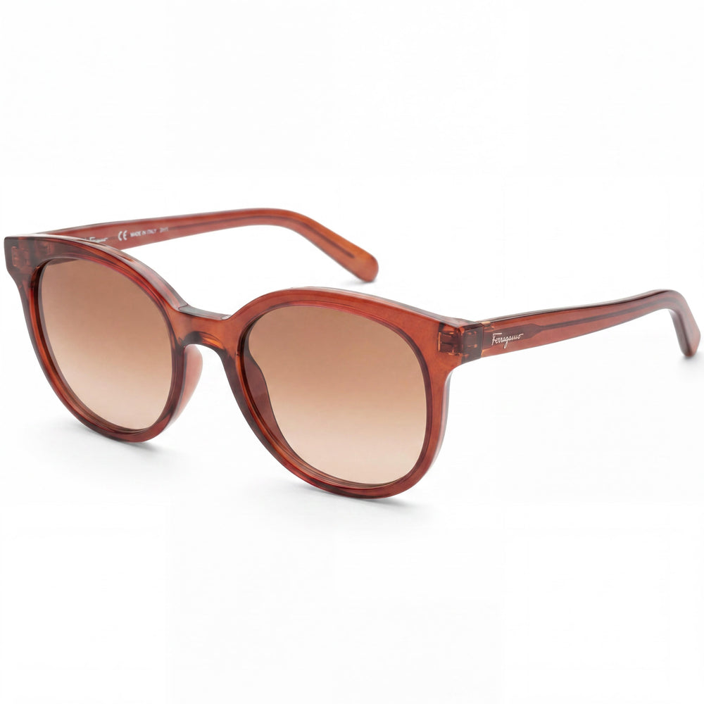 Ferragamo SF833S Brown Round Sunglasses for Women, Brown lens