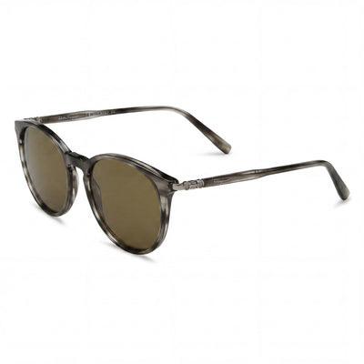 Ferragamo Sf911sm Grey Brown Round Sunglasses Unisex, Green lens