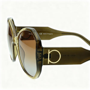 Ferragamo SF942S Oval Sunglasses for Women — front view, Plastic frame
