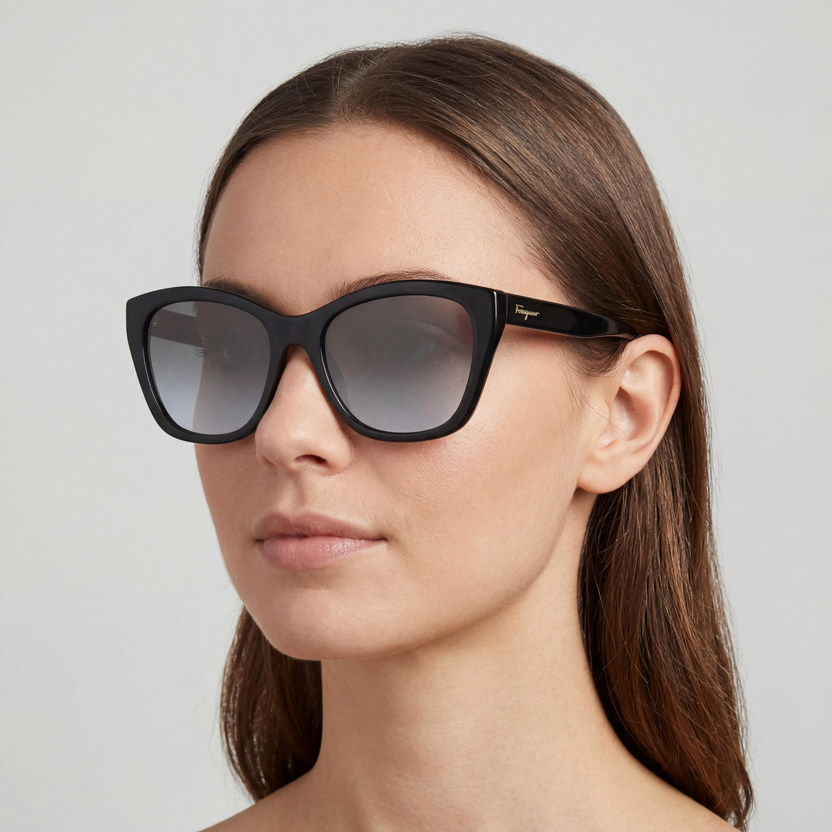 Gafas de sol Ferragamo SF957S estilo ojo de gato para mujer, color negro, 56 mm, Photo 4