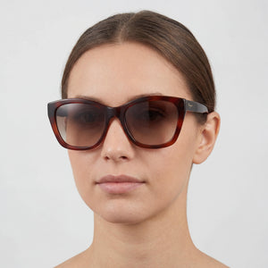 Ferragamo SF957S Cat Eye Sunglasses Women — side view, Non-Polarized Brown lens