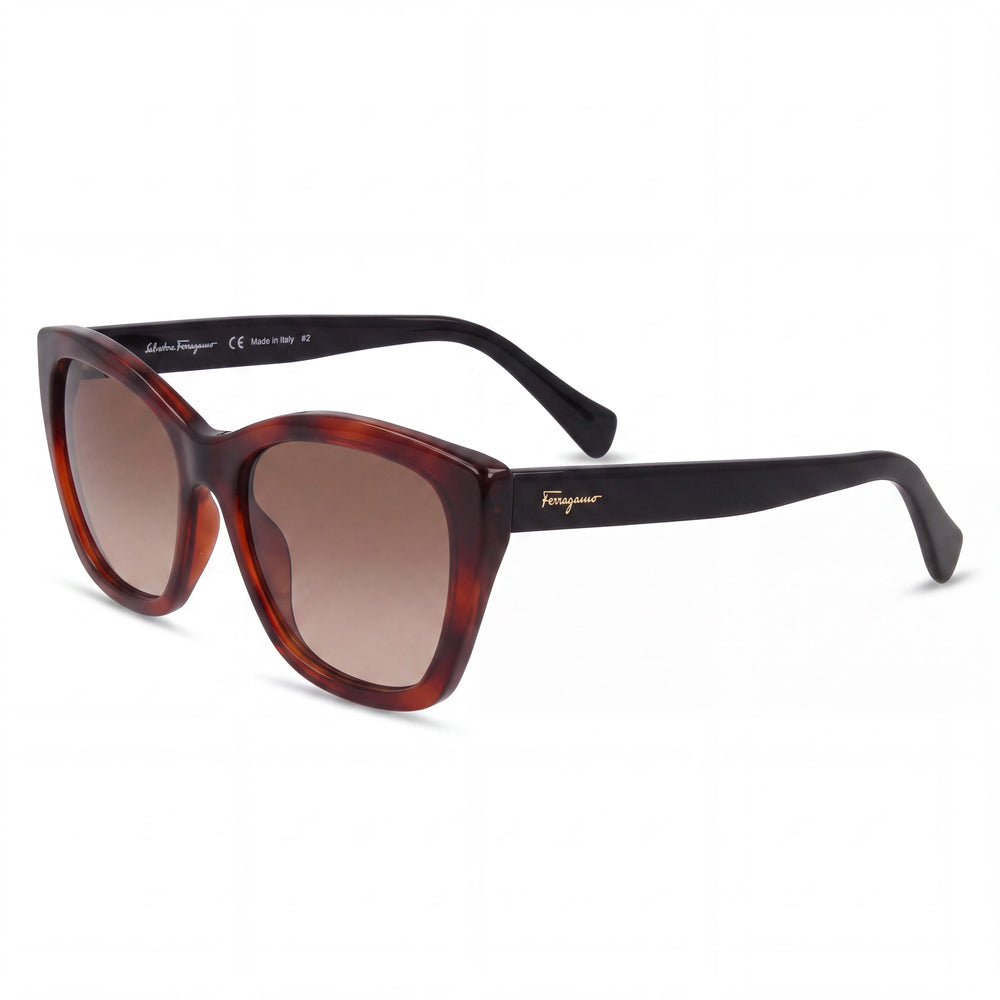 Ferragamo SF957S Tortoise Square Sunglasses for Women, Brown lens