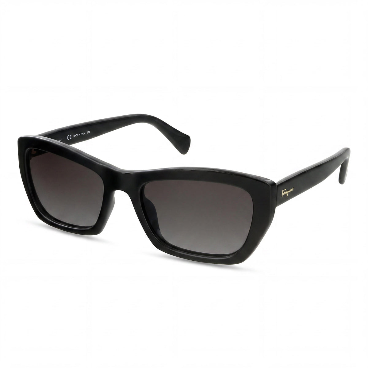 Gafas de sol rectangulares Ferragamo SF958S unisex con montura de plástico negro, lentes grises y 100 % protección UV de 55 mm, Photo 1