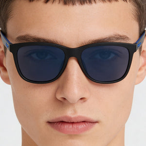 Ferragamo SF998S Modified Rectangle Sunglasses Unisex — side view, Non-Polarized Blue lens