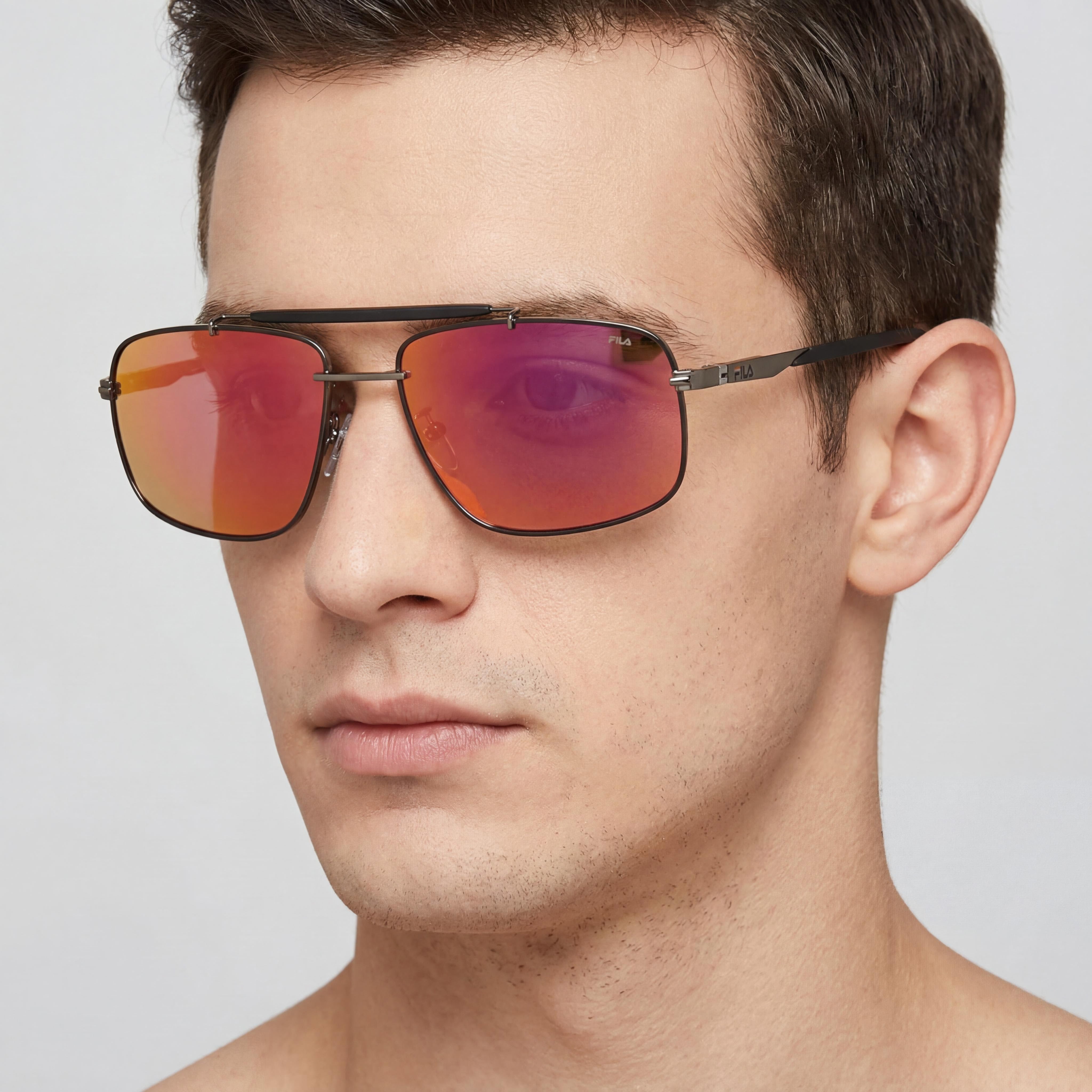Fila Gunmetal Aviator Metal Sunglasses for Men, 60mm, Photo 4