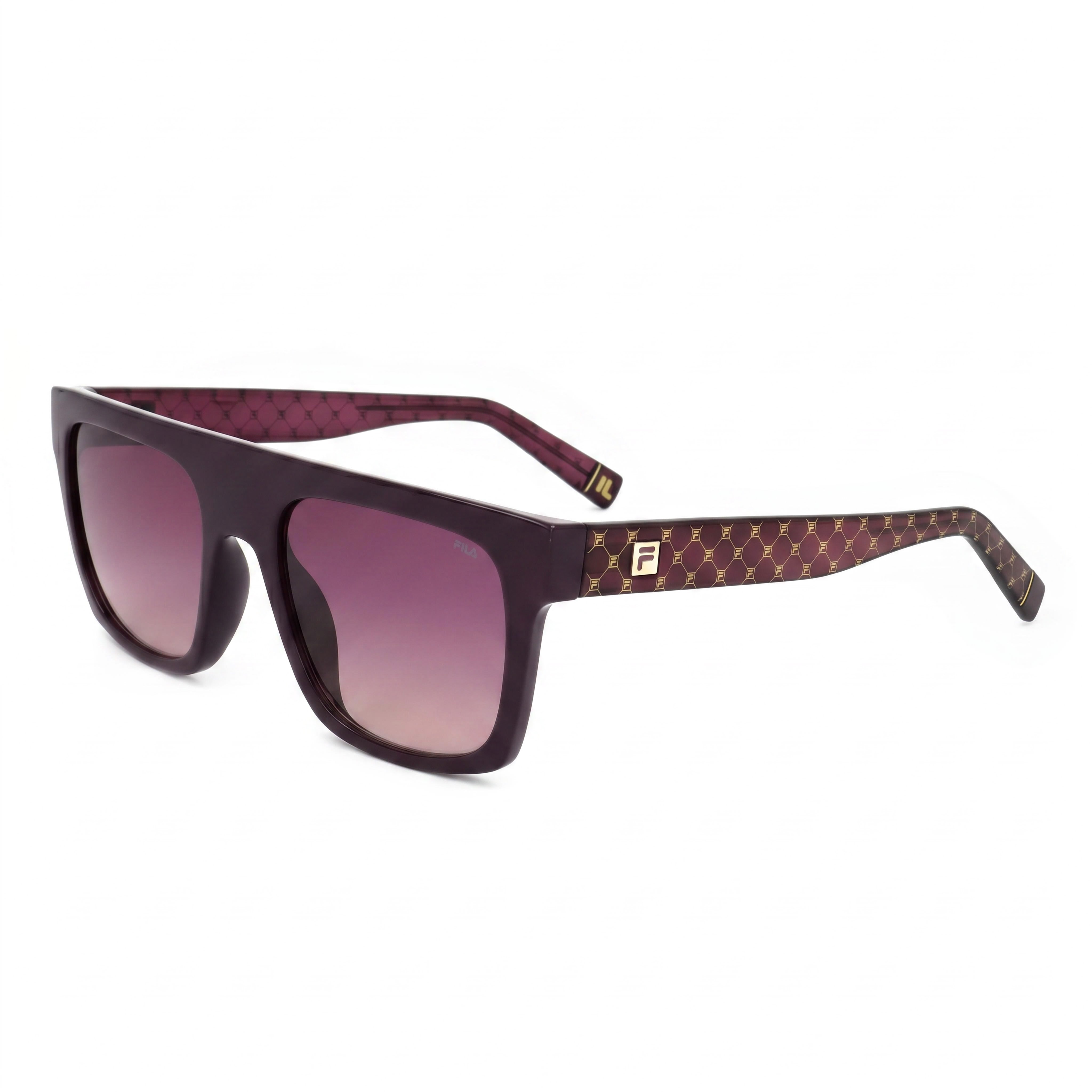 Fila SFI098 Shiny Full Plum Rectangle Sunglasses for Men, 53mm, Photo 1