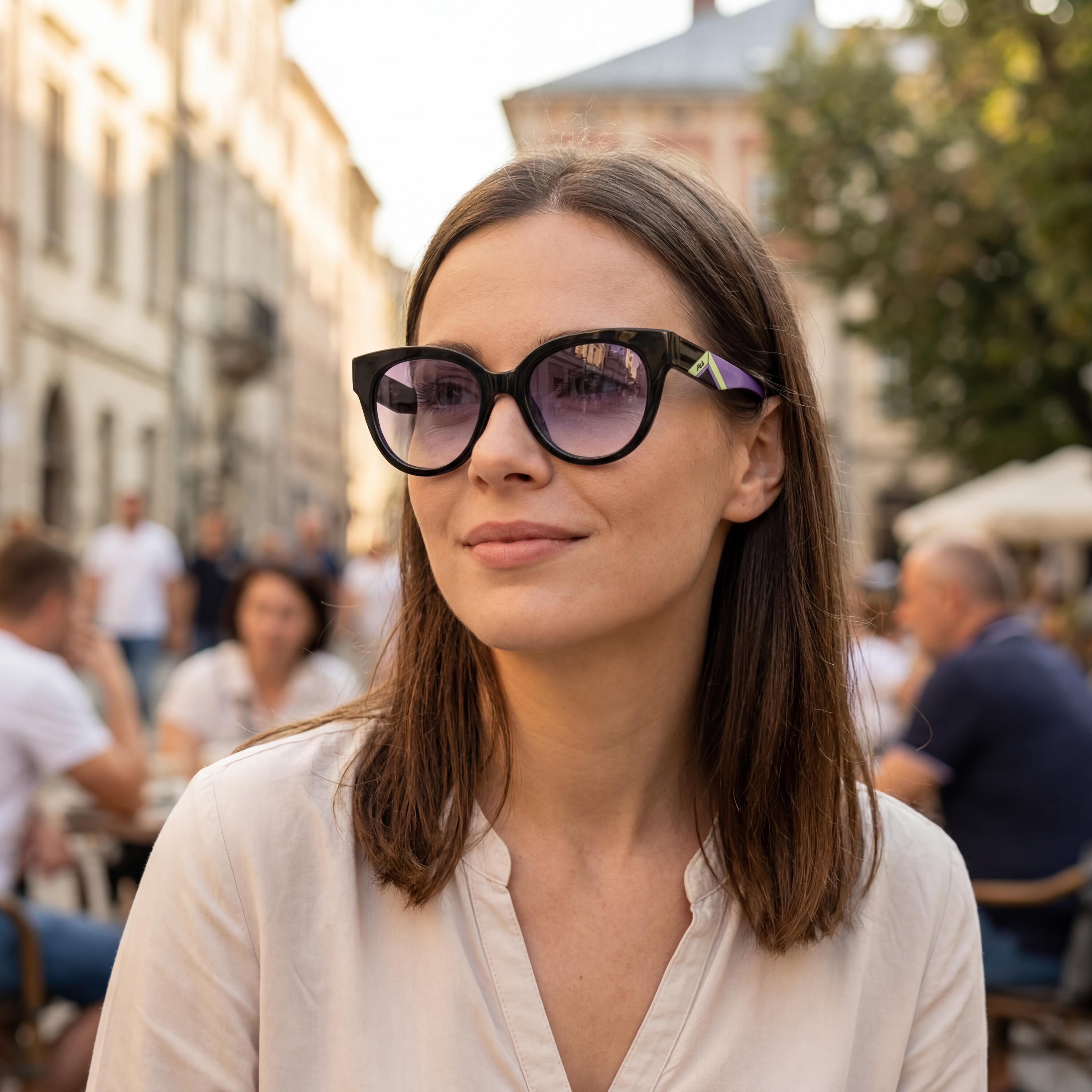 Gafas de sol Fila SFI119V Total Shiny Black Cat Eye para mujer, 51mm, Photo 4