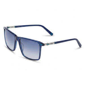 Fila SFI447 Blue Rectangle Sunglasses for Men, Blue Transparent lens