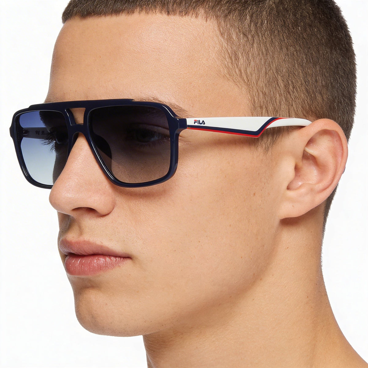 Gafas de sol Fila SFI460 rectangulares para hombre, azul completo, 57mm, Photo 3