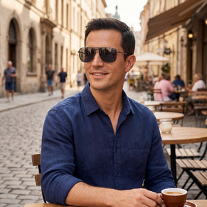 Fila SFI728 Black Sunglasses Men — outdoor wear, Smoke lens
