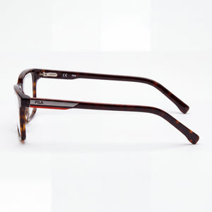 Fila VF9349 Rectangle Eyeglasses Men — side view, Havana temples