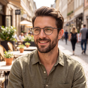 Fila Vf9971 Round Eyeglasses for Men — interior view, Polycarbonate demo lenses