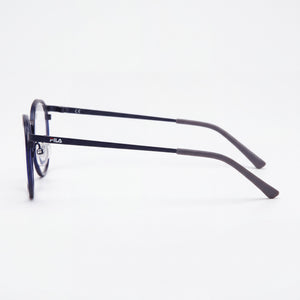 Fila Vf9971 Round Eyeglasses Men — side view, Blue Metal temples