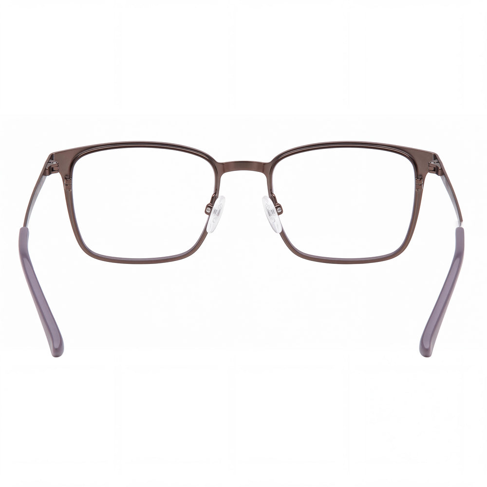 Fila Vf9972 Rectangle Eyeglasses Unisex — side view, Brown Grey Acetate and Metal temples