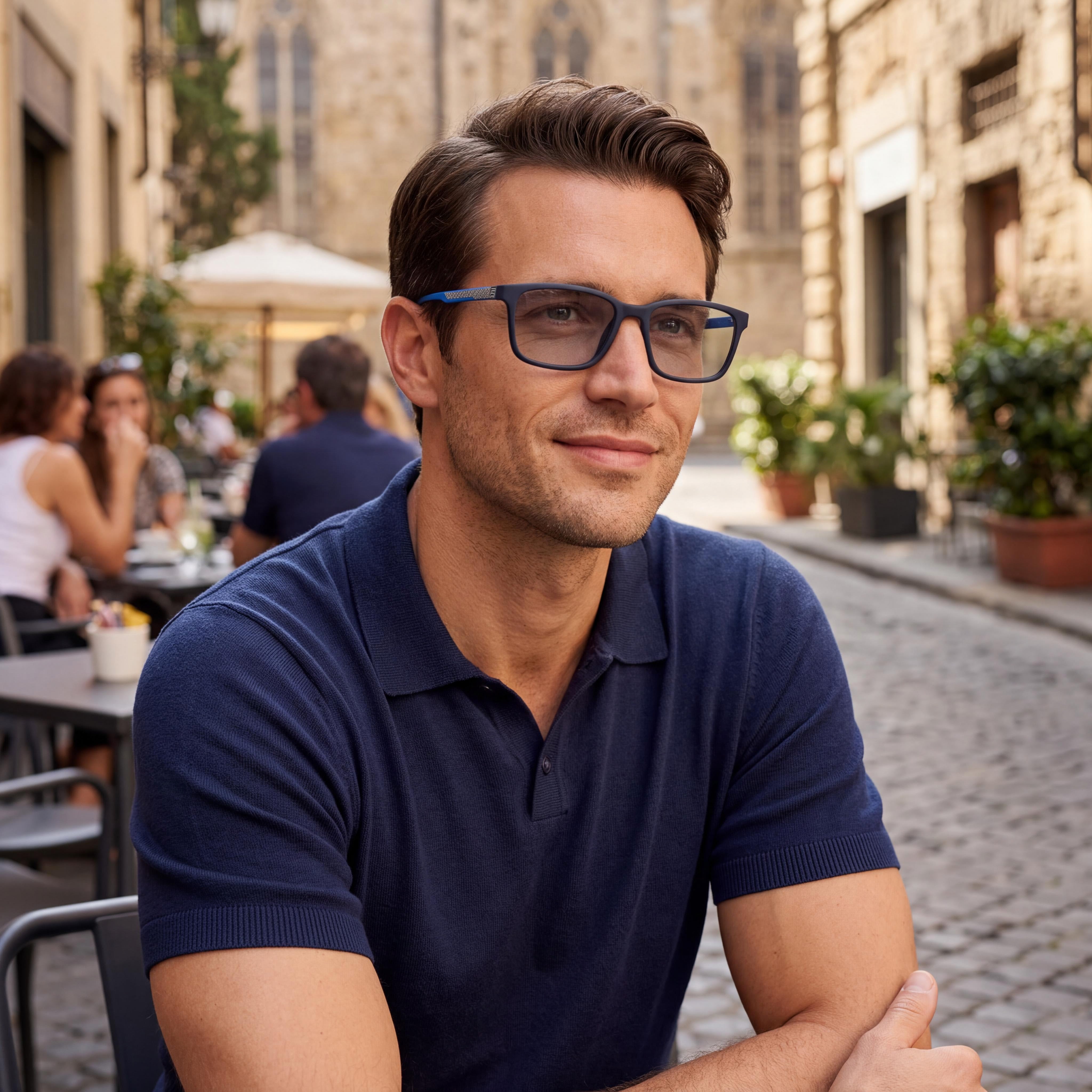 Fila VFI121 Blue Rectangle Eyeglasses for Men, Plastic 53mm, Photo 6