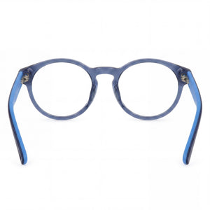 Fila VFI218 Round Eyeglasses Unisex — side view, Transparent Blue Cellulose acetate temples
