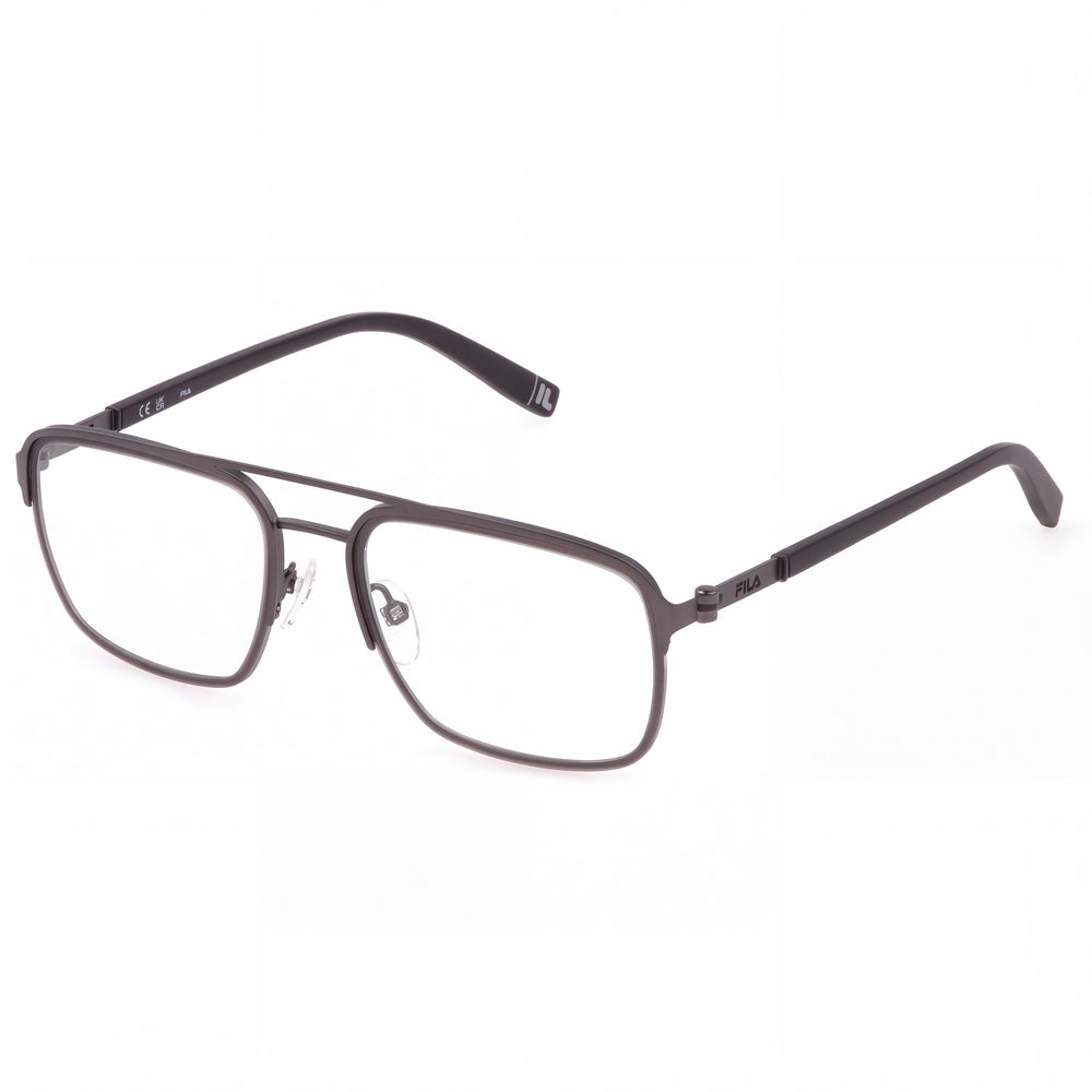 Fila VFI442 Matt Gun Metal Aviator Eyeglasses for Men, Stainless Steel frame