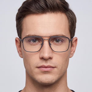 Fila VFI442 Aviator Eyeglasses for Men — interior view, Polycarbonate demo lenses