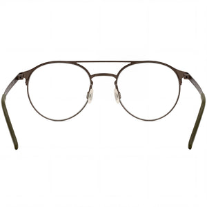 Flexon B2003 Round Eyeglasses Unisex — side view, Gray Acetate temples