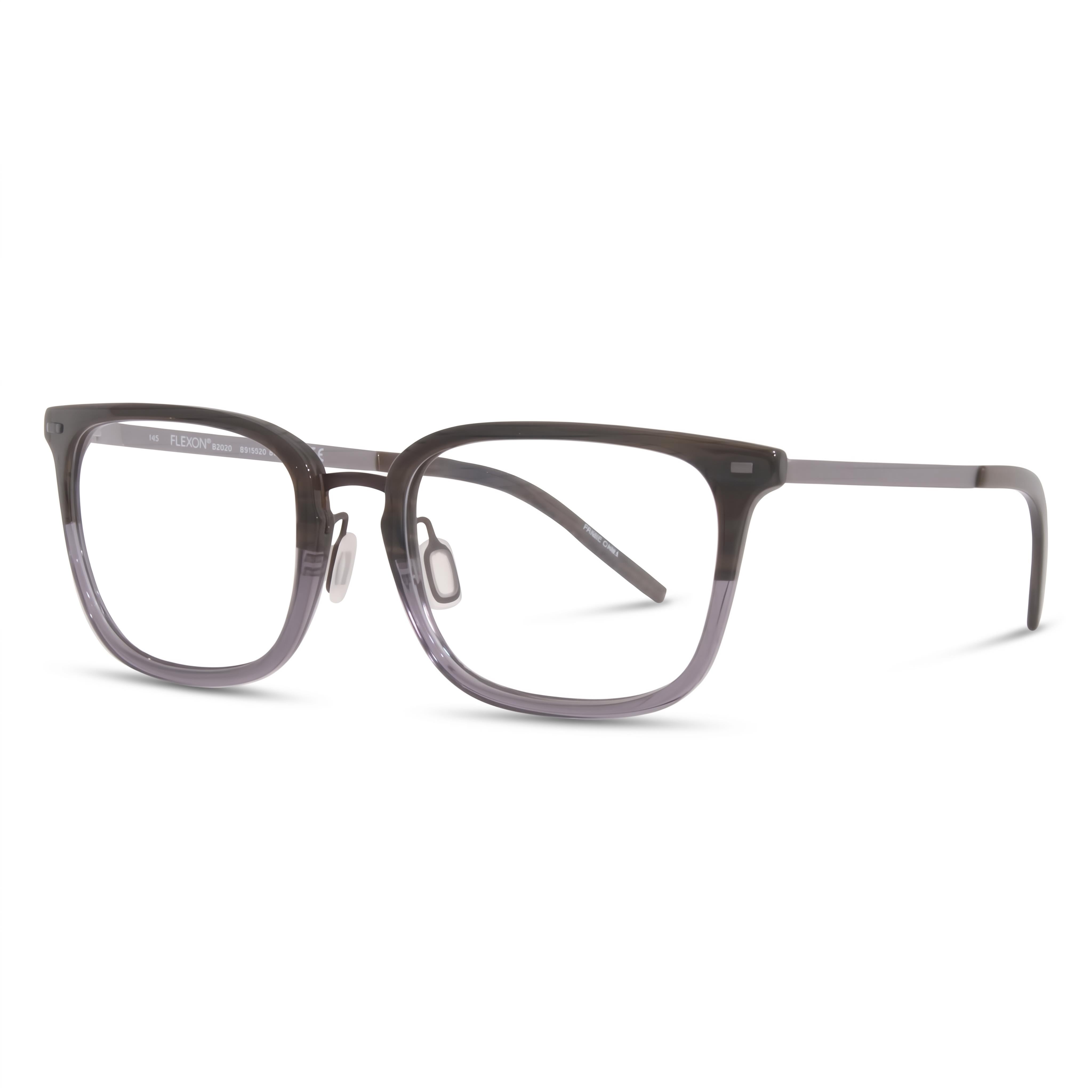 Flexon B2020 Brown Silver Rectangle Unisex Eyeglasses, 55mm, Photo 1