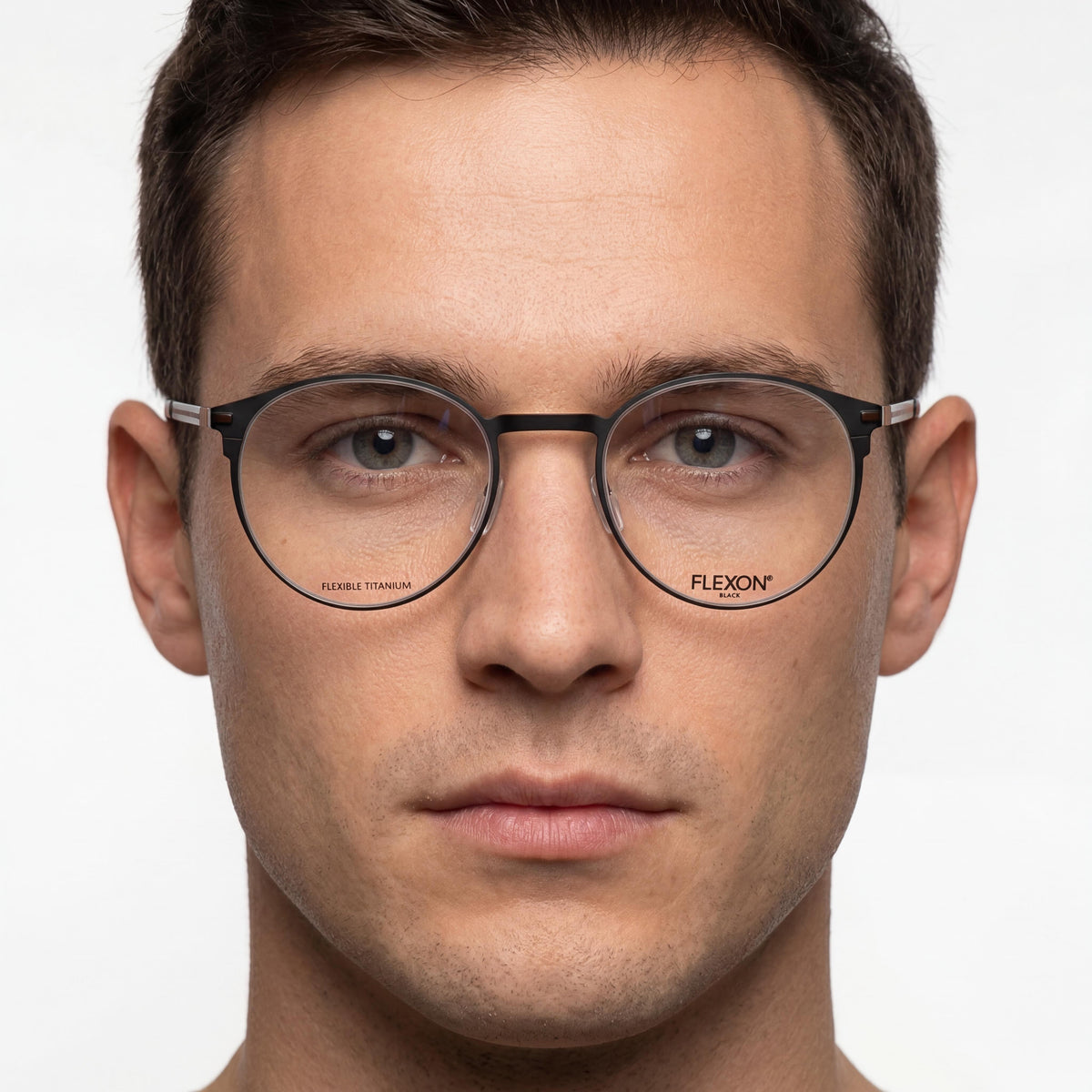 Gafas redondas Flexon B2075 negras unisex, metal 49 mm, Photo 4