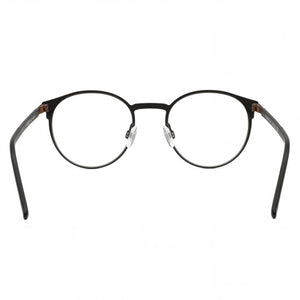 Flexon B2075 Round Eyeglasses Unisex — side view, Black Metal temples