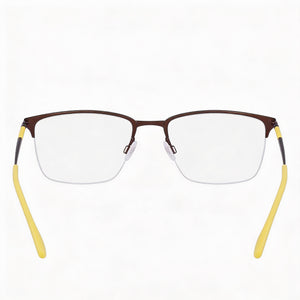 Flexon E1130 FLE1130 Rectangle Eyeglasses Unisex — side view, Brown Acetate temples