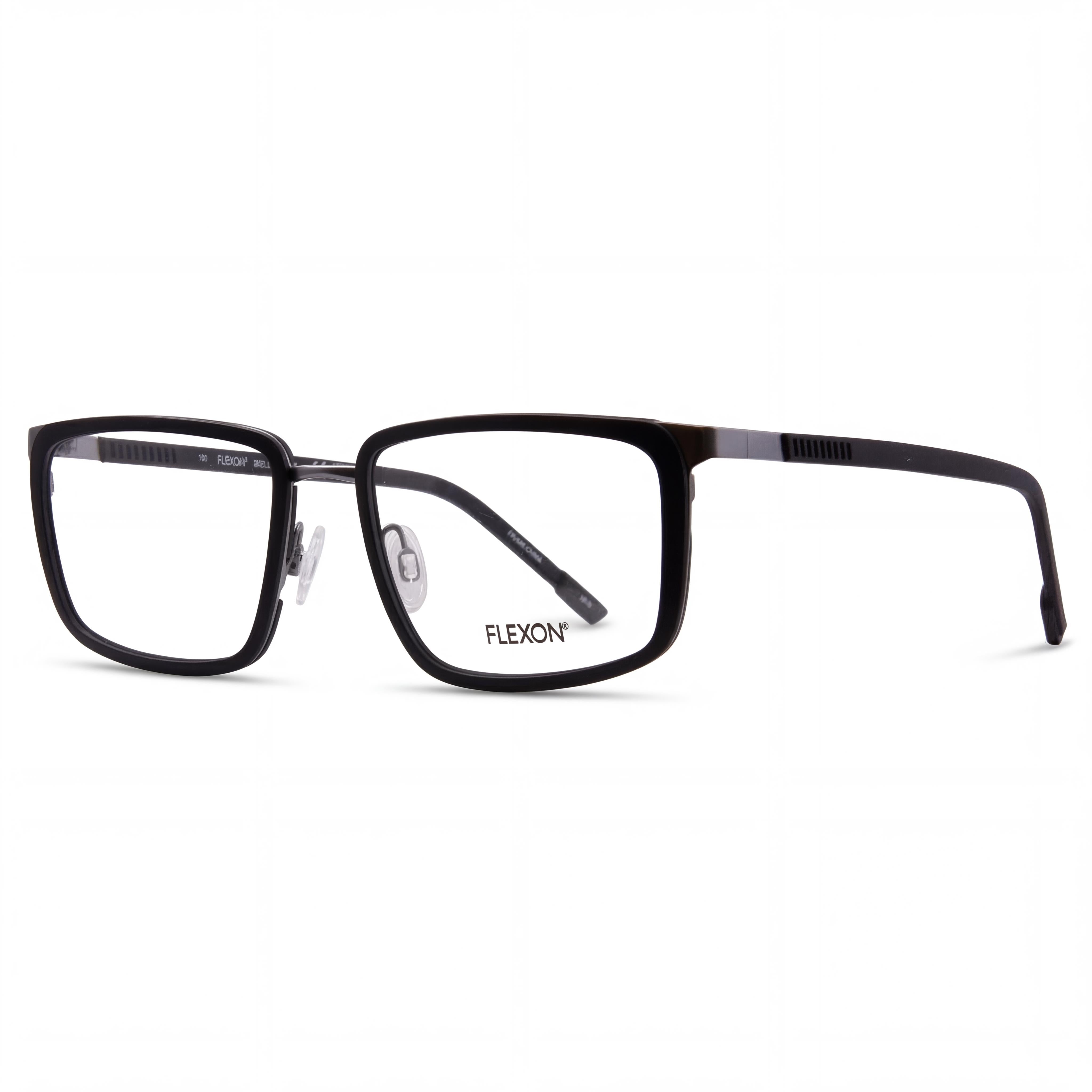 Flexon E1138 Black Rectangle Eyeglasses for Men, Metal, Photo 1