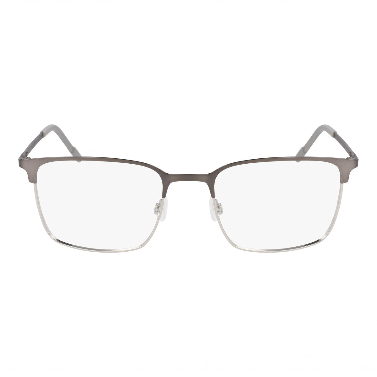 Flexon E1140 Matte Gunmetal/Silver Rectangle Eyeglasses Unisex, 54mm, Photo 2