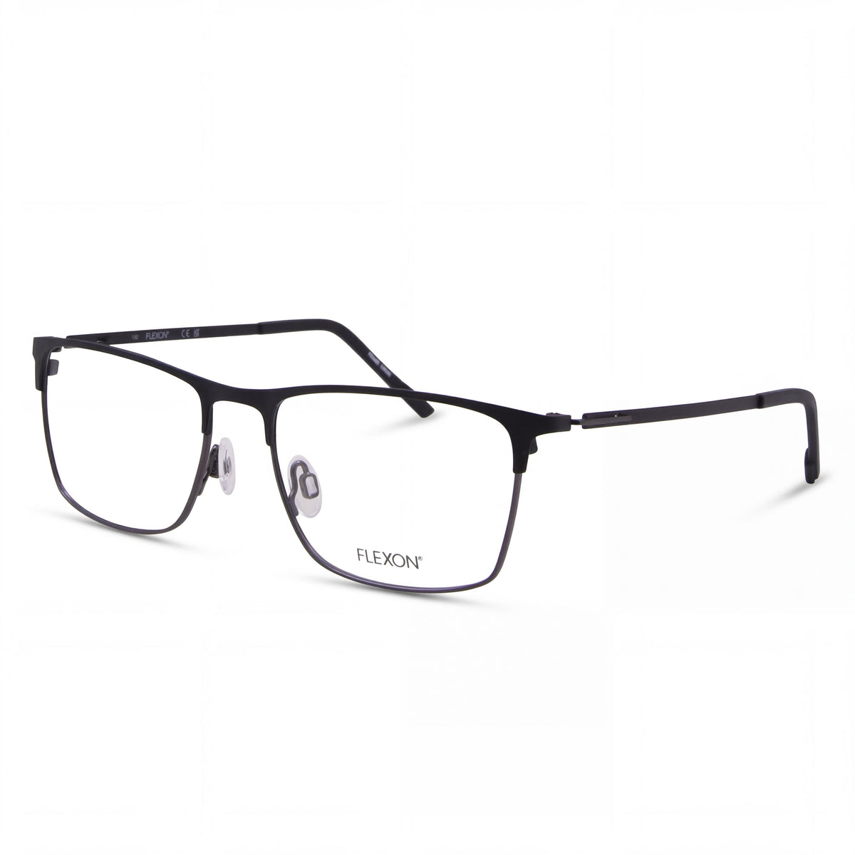 Flexon E1141 Matte Black Rectangle Eyeglasses for Men, 56mm, Photo 1