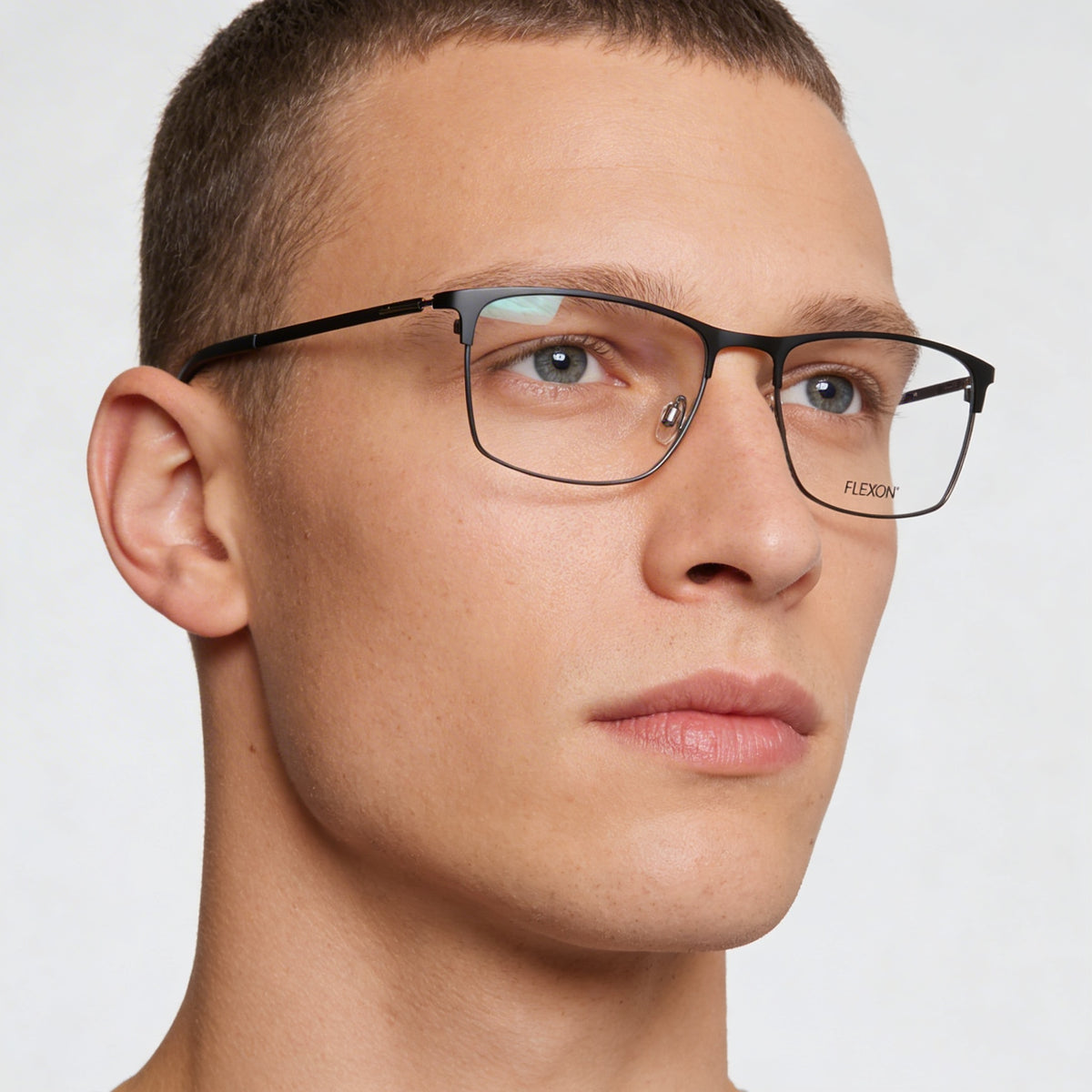 Flexon E1141 Matte Black Rectangle Eyeglasses for Men, 56mm, Photo 4